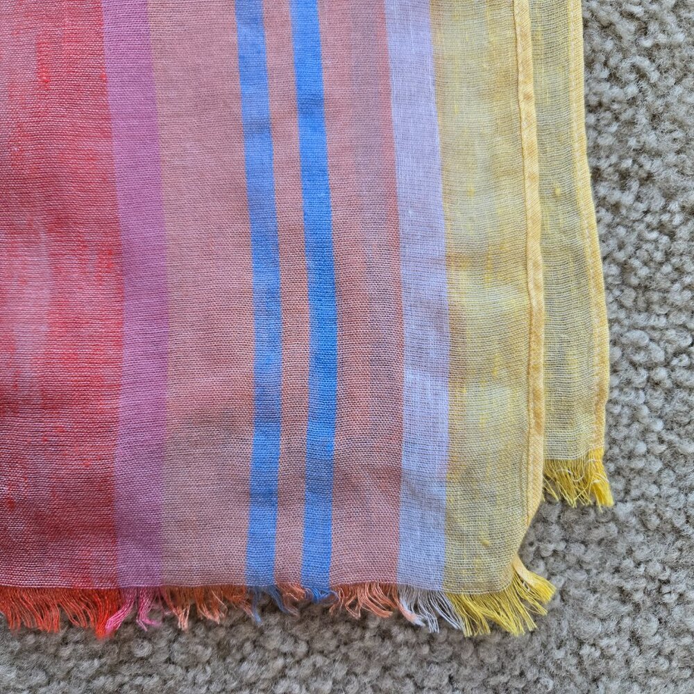 NWOT Talbots Linen Blend Summer Stripe Scarf - Picture 3 of 9